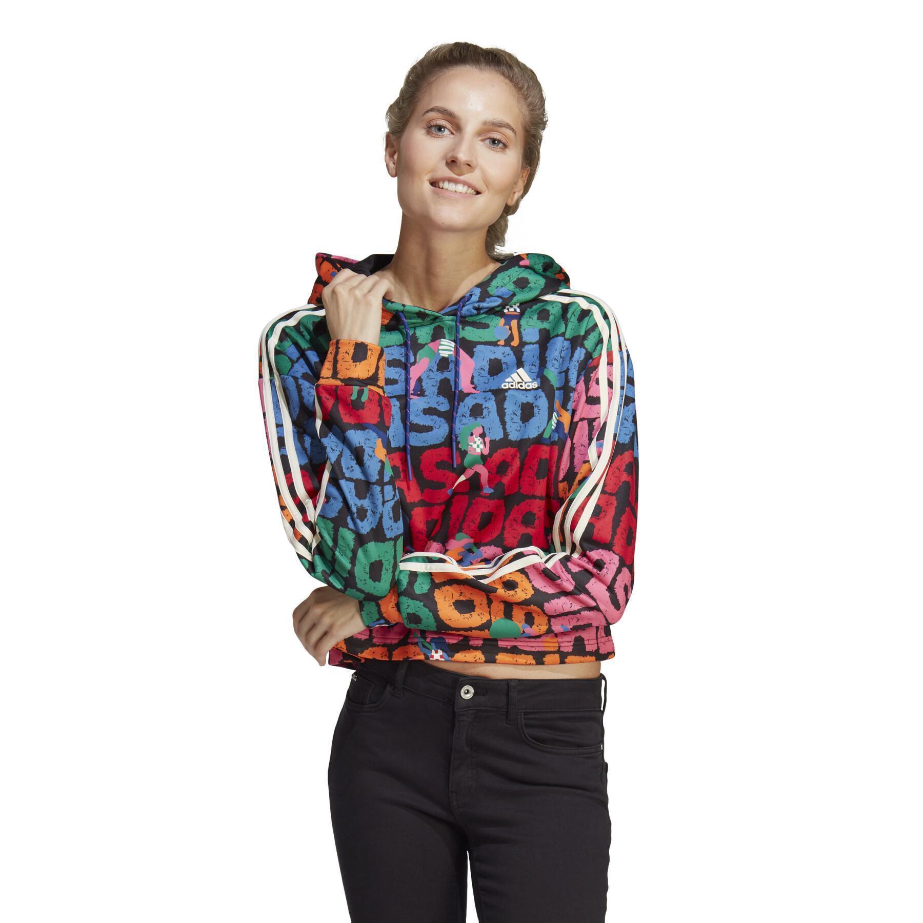 Sweatshirt bluza z kapturem dla kobiet adidas FARM Rio 3-Stripes
