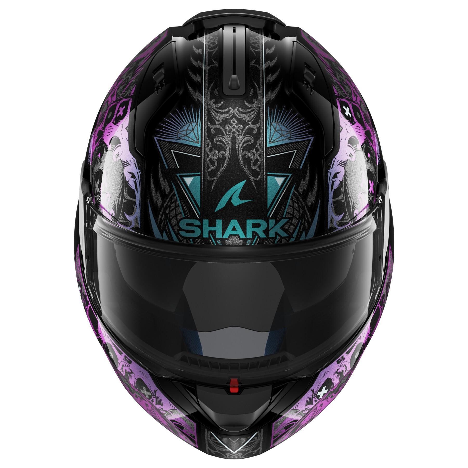 Modułowy kask motocyklowy Shark Evo Es K-Rozen Black Violet Glitter
